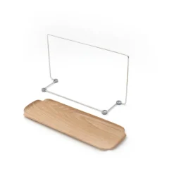 Estante para platos con soporte para paño LEAF, Álamo-acero inoxidable