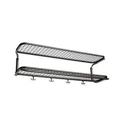 Estante sombrerero Classic 650, Negro/cromo, 2 niveles, 40 cm