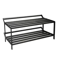 Estante zapatero Tamburin 60 cm, roble teñido de negro-negro
