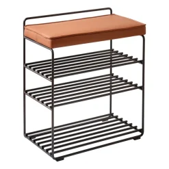 Estantería-Taburete Lower East Seat 50x28x58 cm, Black-cognac leather