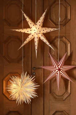 Estrella de Adviento Bare blanco-puntos rojos, 80 cm