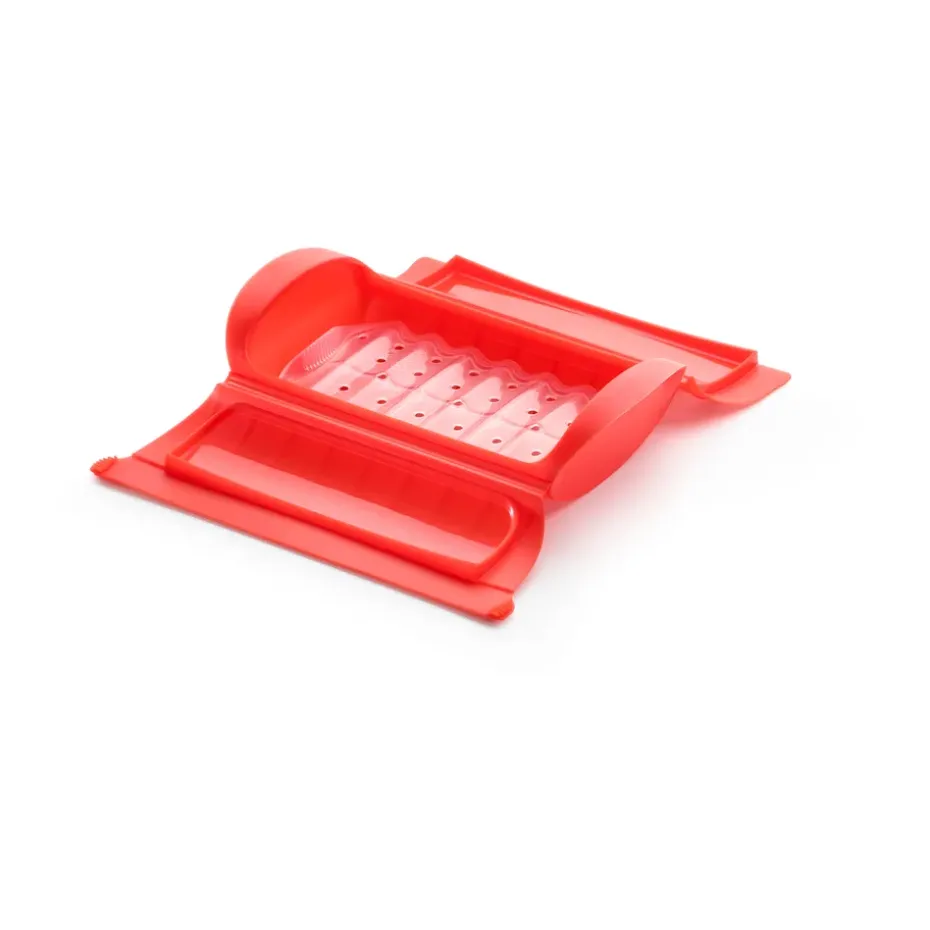 Estuche de vapor con bandeja Lékué 1-2p., Rojo
