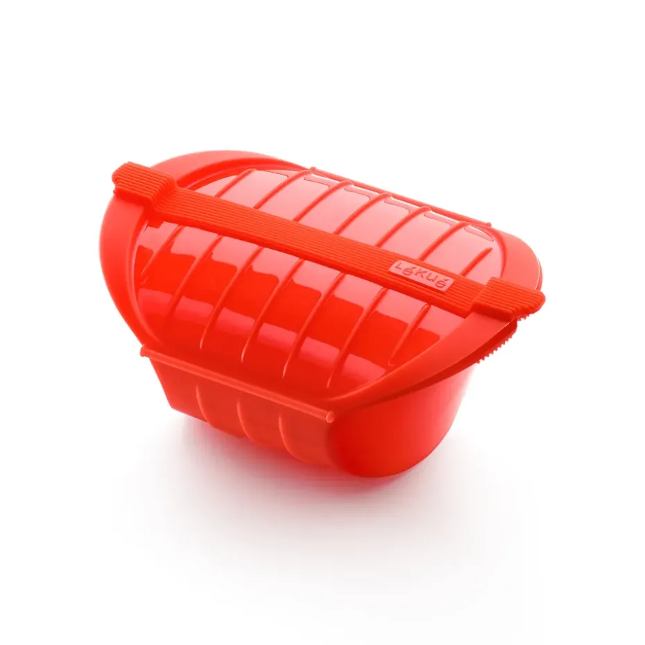 Estuche de vapor hondo Lékué 3-4 p., Rojo