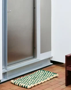 Felpudo Coco Stripe Wave, Dark green-white