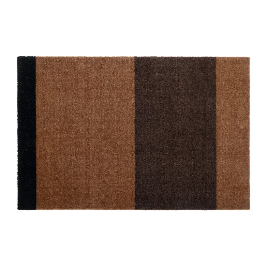 Felpudo Stripes horizontal, Cognac-dark brown-black, 60x90 cm