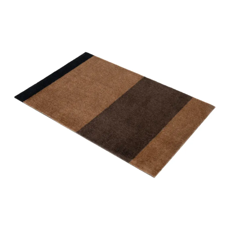 Felpudo Stripes horizontal, Cognac-dark brown-black, 60x90 cm