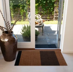 Felpudo Stripes horizontal, Cognac-dark brown-black, 60x90 cm