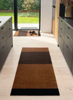 Felpudo Stripes horizontal, Cognac-dark brown-black, 60x90 cm