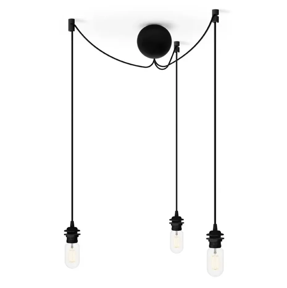 Florón de techo Cannonball con 3 cables, negro