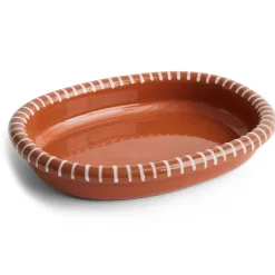 Fuente de servir Barro ovalada, Natural with stripes, large 27x36 cm