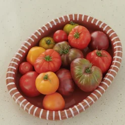 Fuente de servir Barro ovalada, Natural with stripes, large 27x36 cm