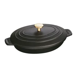 Fuente para horno Staub de hierro fundido con tapa ovalada 23 cm, Negro