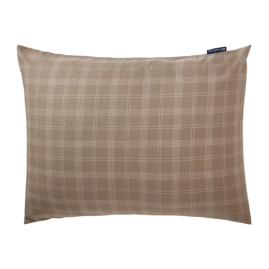 Funda de almohada Checked Pinpoint Oxford 50x60 cm, Brown
