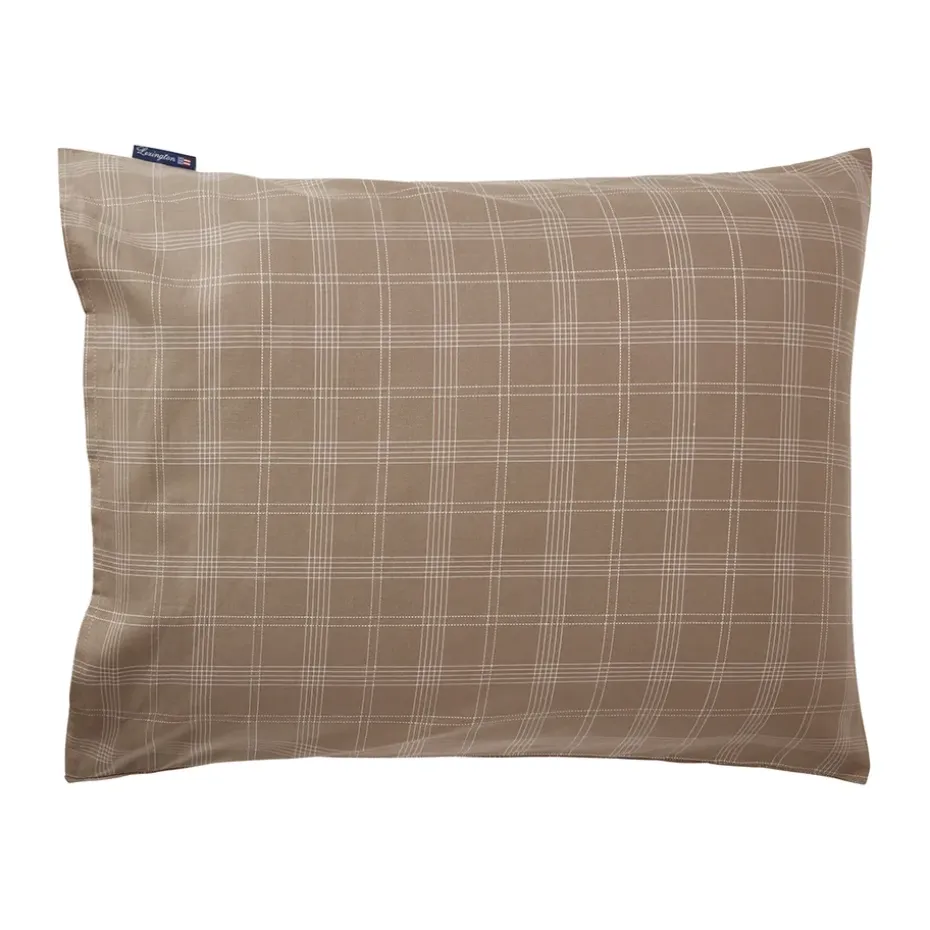 Funda de almohada Checked Pinpoint Oxford 50x60 cm, Brown