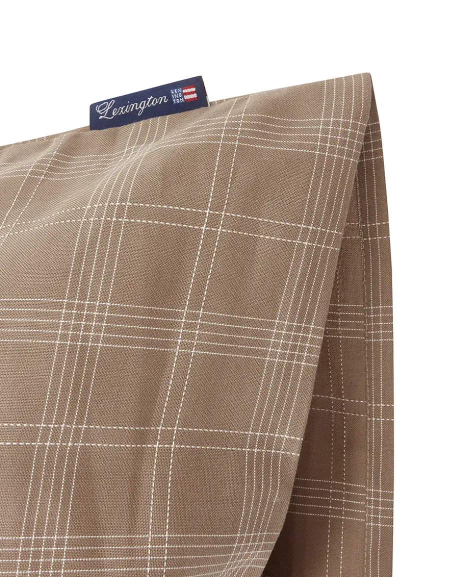 Funda de almohada Checked Pinpoint Oxford 50x60 cm, Brown