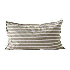 Funda de almohada de algodón a rayas Tell Me More, Olive, 50x90 cm