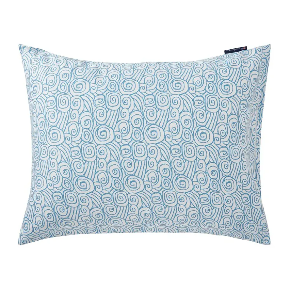 Funda de almohada Wave Printed Cotton Sateen 50x60 cm, White-Blue