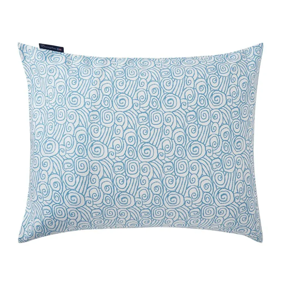 Funda de almohada Wave Printed Cotton Sateen 50x60 cm, White-Blue