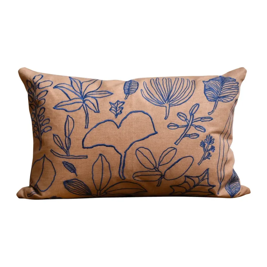 Funda de cojín Botanic 38x58 cm, Brown-blue