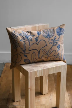 Funda de cojín Botanic 38x58 cm, Brown-blue