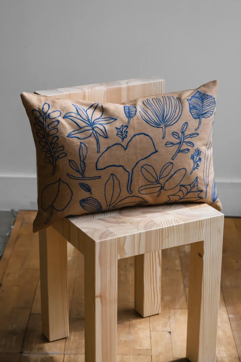 Funda de cojín Botanic 38x58 cm, Brown-blue