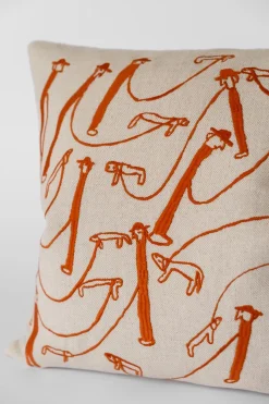 Funda de cojín Dog walk 48x48 cm, Natur-orange