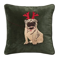 Funda de cojín Holiday Dog 50x50 cm, Forest green