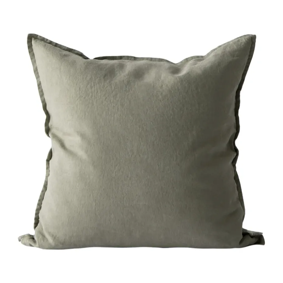 Funda de cojín Washed Linen 50x50 cm, Oliva