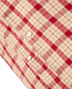 Funda nórdica de franela de algodón Red-beige Checked, 2 piezas, 50x60 cm, 150x210 cm