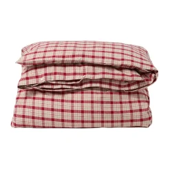 Funda nórdica de franela de algodón Red-beige Checked, 2 piezas, 50x60 cm, 150x210 cm
