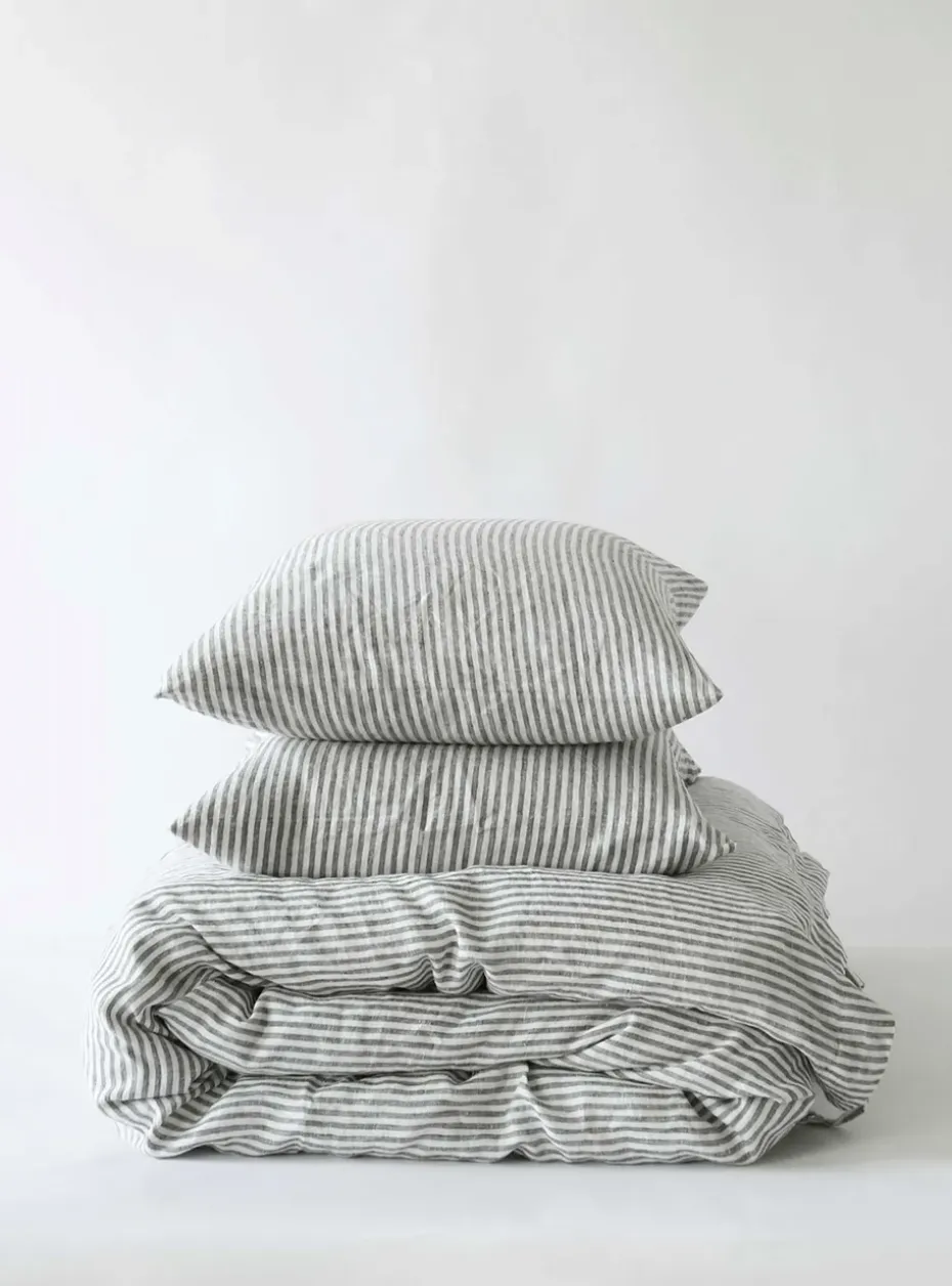 Funda nórdica de lino 220x240 cm, Grey/white