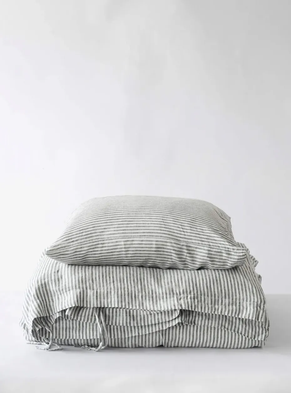 Funda nórdica de lino 150x200 cm, Grey/white