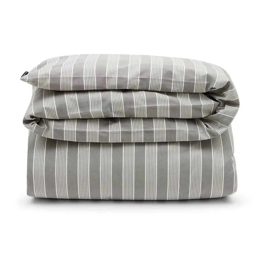 Funda nórdica de lyocell y algodón Striped 220x220 cm, Gray/Off White