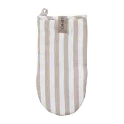 Guante de horno Ernst de rayas anchas, Beige-blanco a rayas