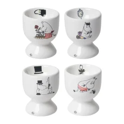 Huevera Moomin joy 4 piezas, Vit-multi
