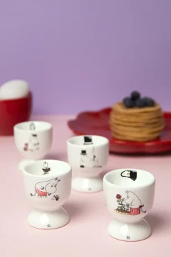 Huevera Moomin joy 4 piezas, Vit-multi