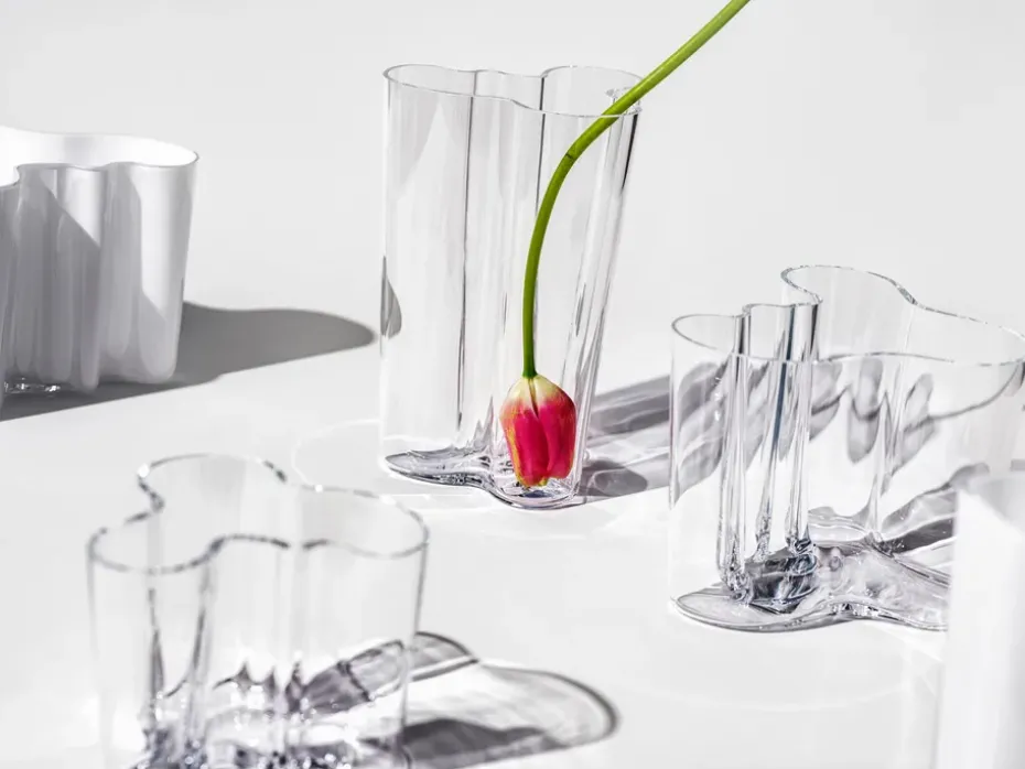 Jarrón Alvar Aalto transparente, 251 mm