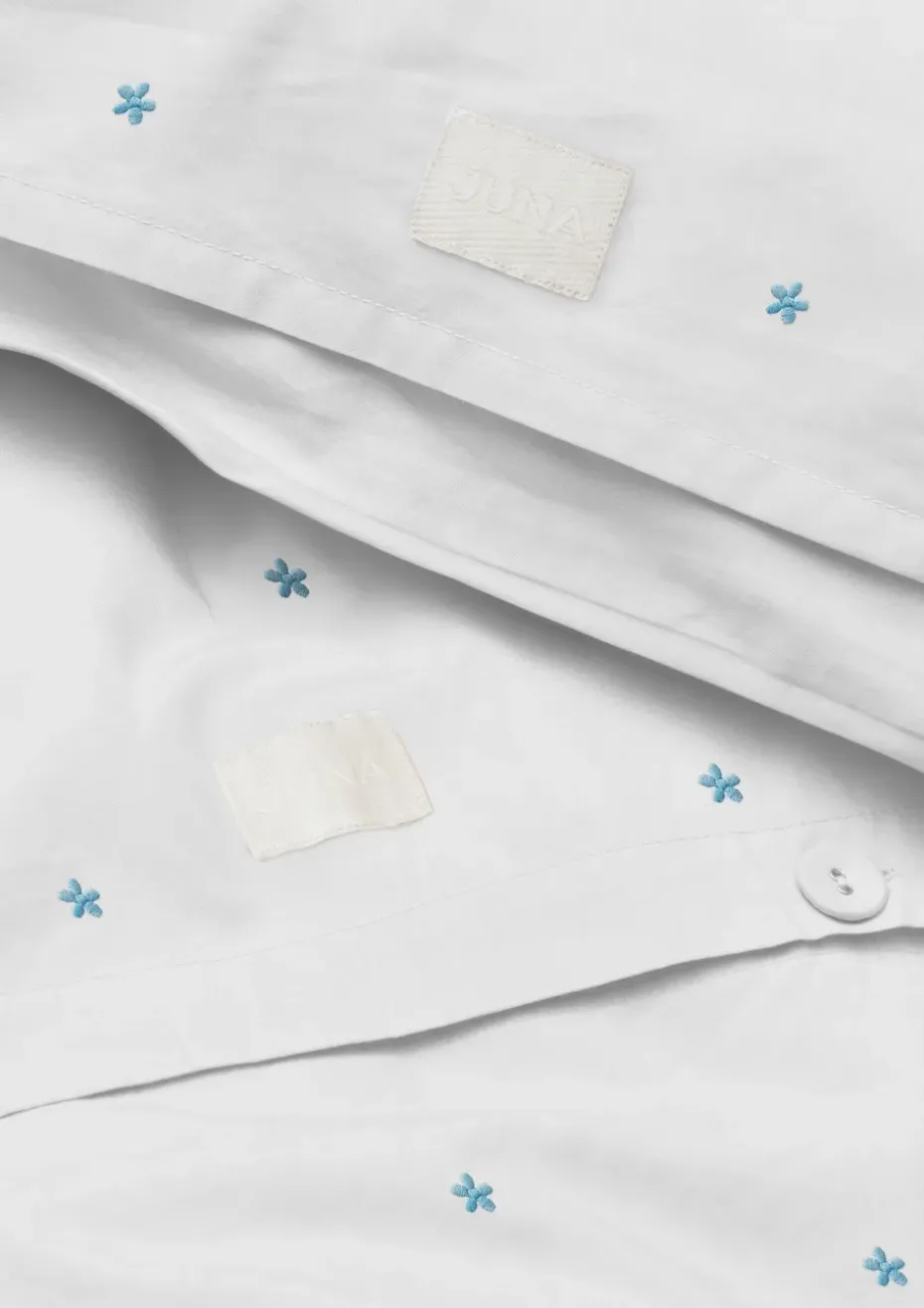 Juego de cama Daisy 220x220 cm, Blanco-azul claro