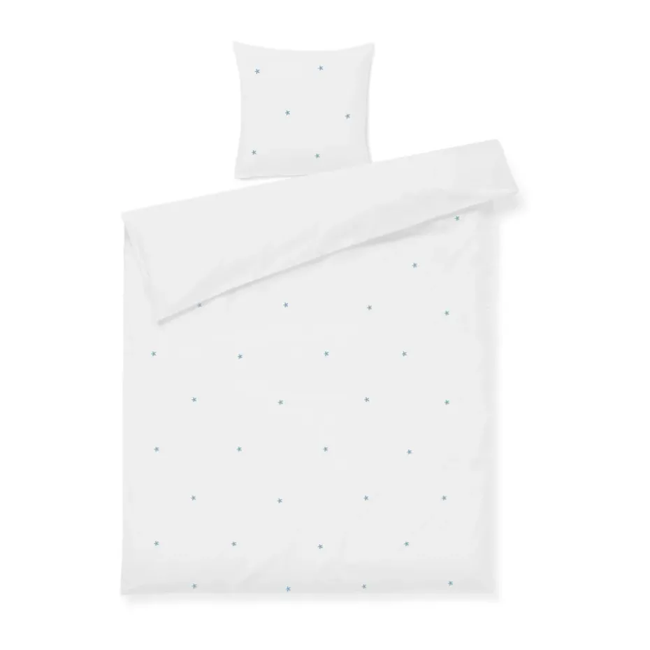 Juego de cama Daisy 150x210 cm, Blanco-azul claro