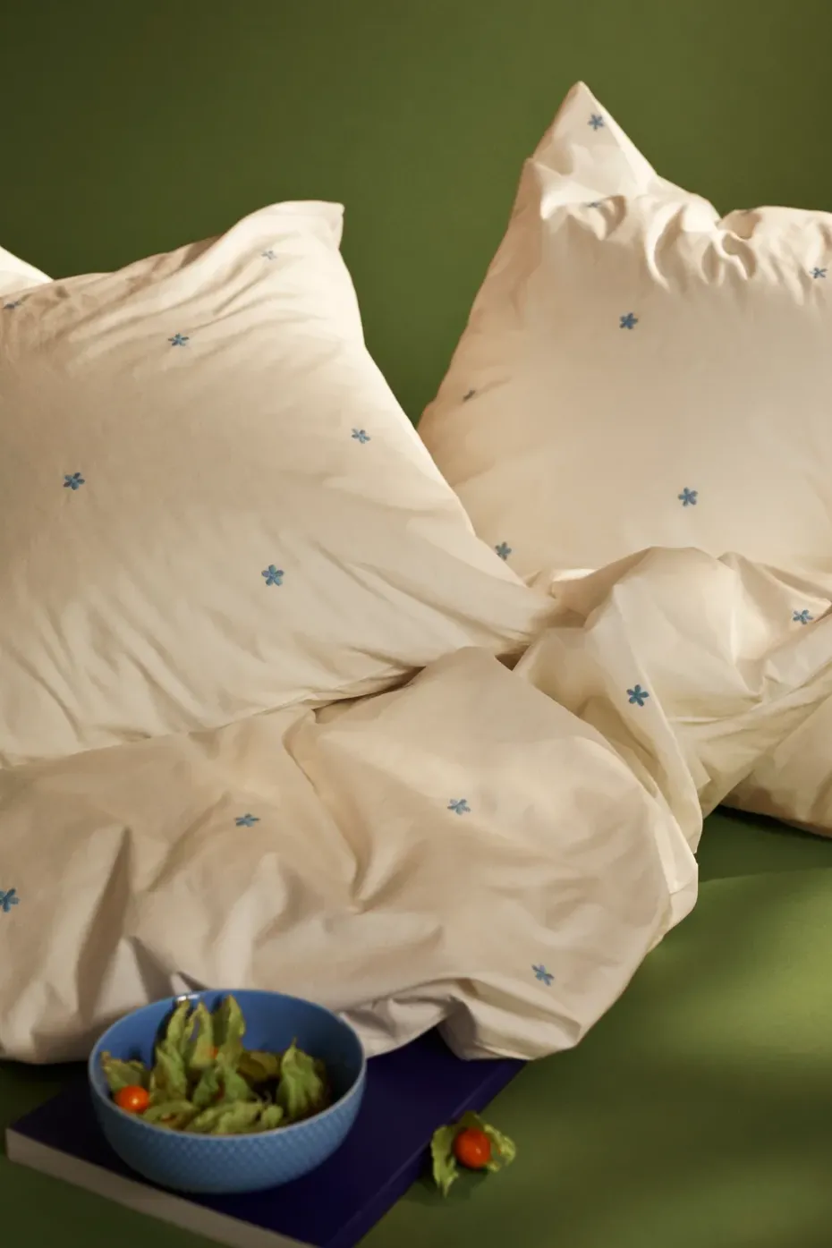 Juego de cama Daisy 150x210 cm, Blanco-azul claro