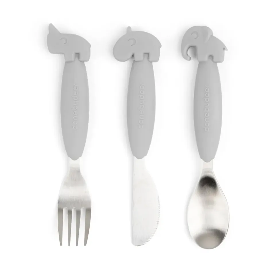 Juego de cubiertos Deer Friends Easy-grip 3 piezas, Grey