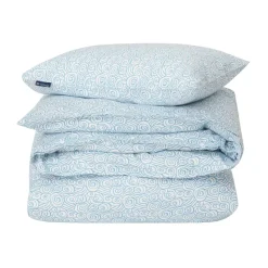 Juego de funda nórdica Wave Printed Cotton Sateen, White-Blue, 2 fundas de almohada