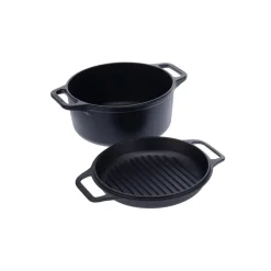 Juego de olla y sartén de hierro fundido Combo Cooker, 2 piezas, Negro