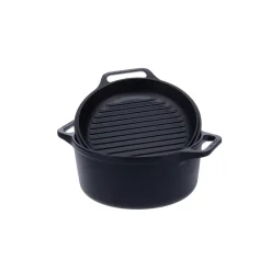 Juego de olla y sartén de hierro fundido Combo Cooker, 2 piezas, Negro
