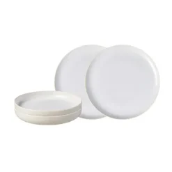 Juego de vajilla Crafted cotton, 4-pack, Blanco