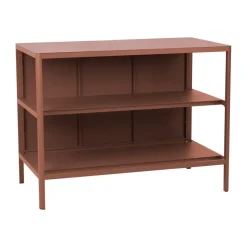 Kelia cocina de exterior con banco y estantes, Zin red, 121x91x64 cm