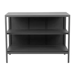 Kelia cocina de exterior con banco y estantes, Antracita, 121x91x64 cm