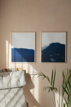 Lámina Dyeforindigo ocean 1 40x50 cm, azul-blanco