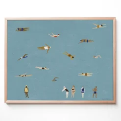 Lámina Swimmers, Blue, 40x50 cm