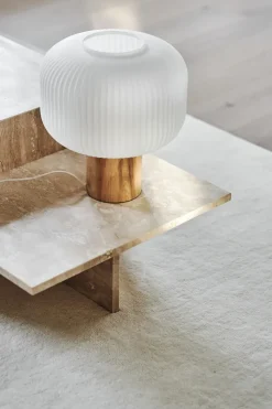 Lámpara de mesa Fair 34,5 cm, Vidrio escarchado-fresno